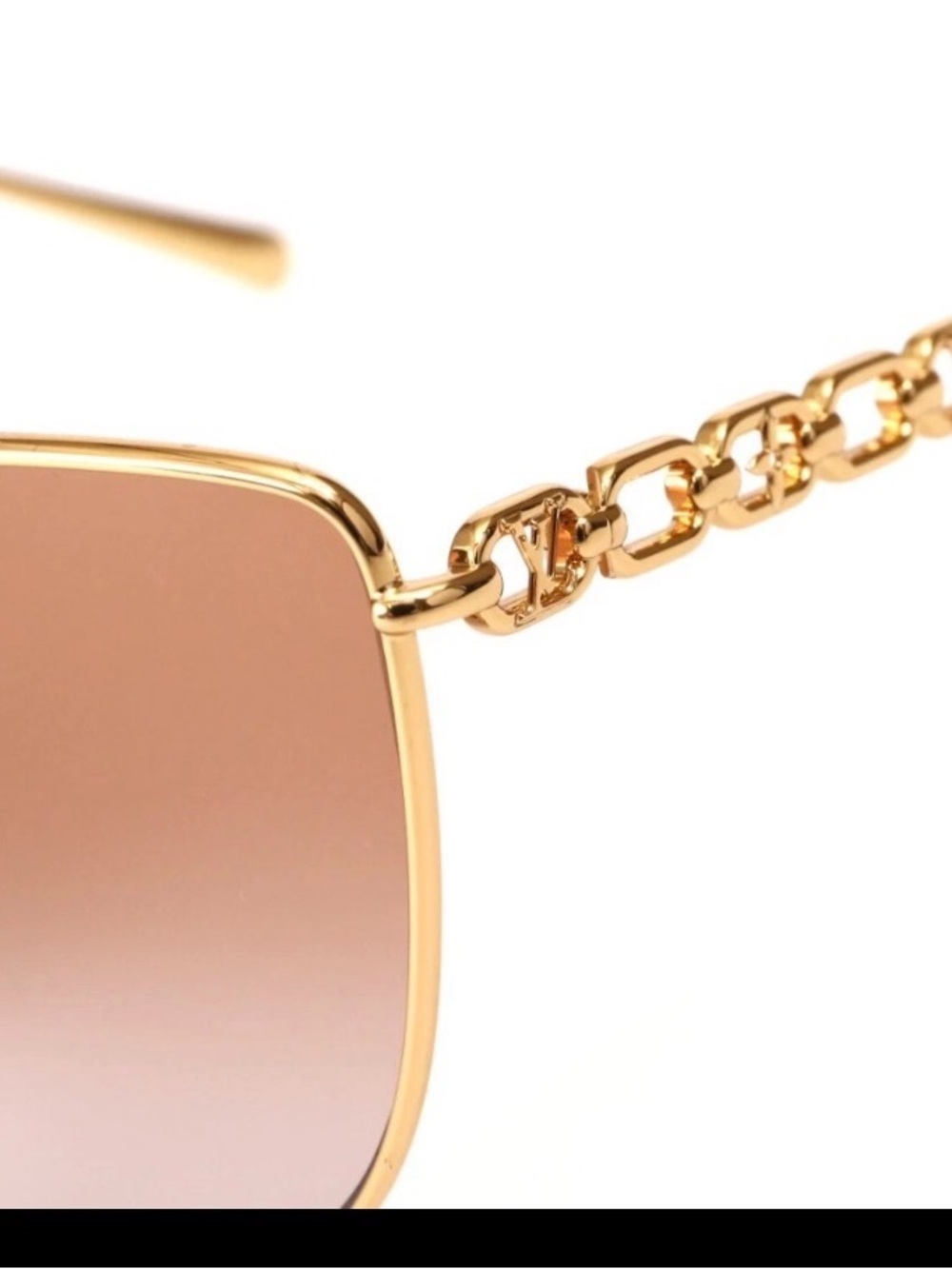 LOUIS VUITTON WOMEN'S  MY LV CHAIN SUNGLASSES Z1522E GOLD Pre-Owned Authentic - Picture 5 of 11